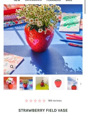 ban.do red ceramic strawberry-inspired vase